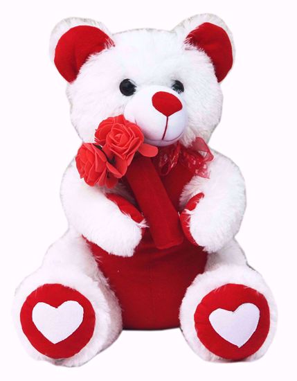 White Teddy with Roses, teddy bear with rose online