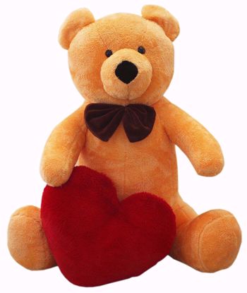 Super soft Teddy with Red Heart, Pumpkin Orange,,red teddy bear with heart online