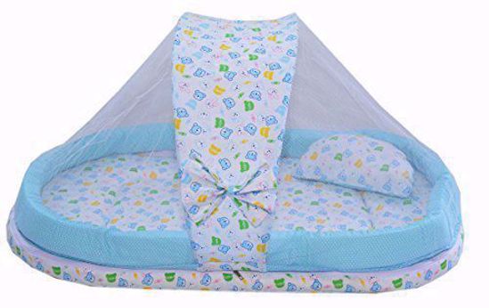Mattress with Mosquito Net and Bumper Guard (Blue) - MT-06-blue,mattress with mosquito net online